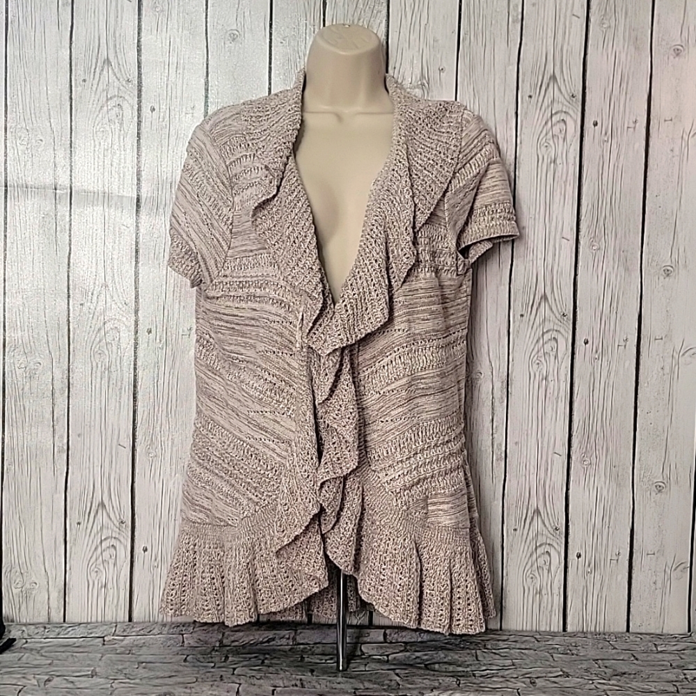 Style&Co. XL Knit Ruffled Short Sleeve Sweater Cardigan